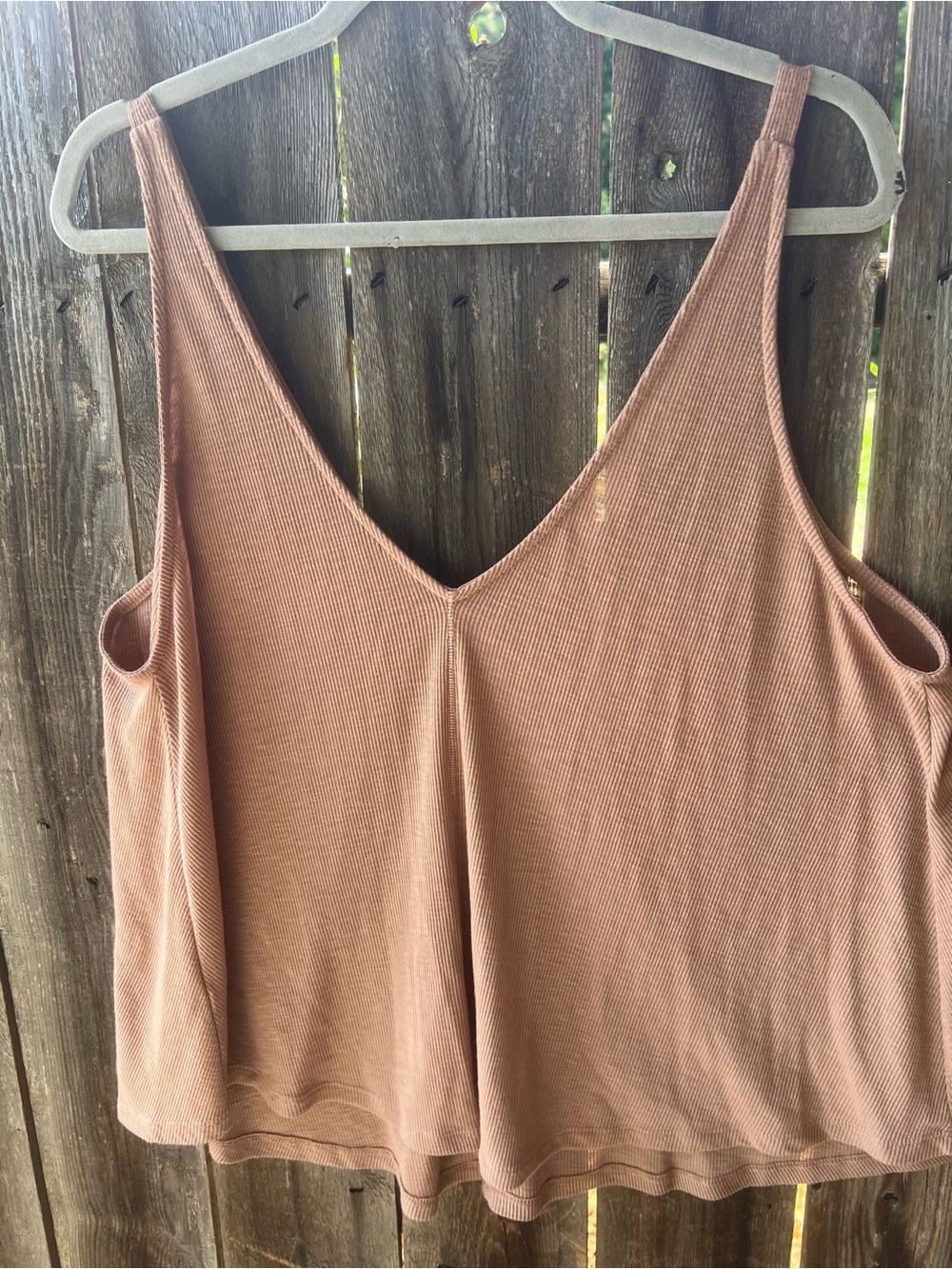 Women’s Ribbed V-Neck Tank Top - Brown